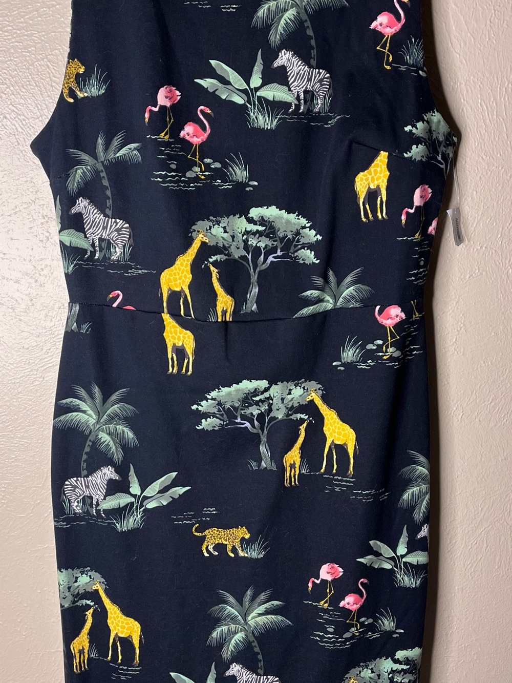 Old Navy Black Safari Sleeveless Dress with Green Leaf Print Size Medium